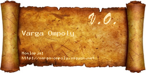 Varga Ompoly névjegykártya